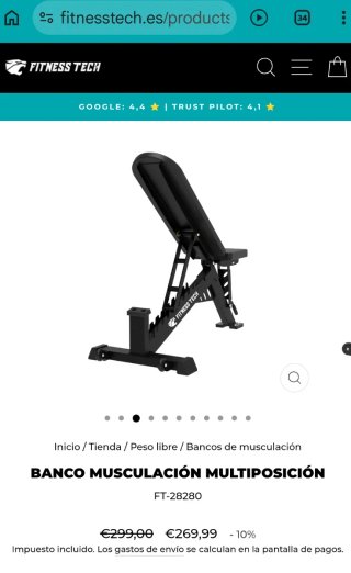 Banco de pesas ajustable fitness tech