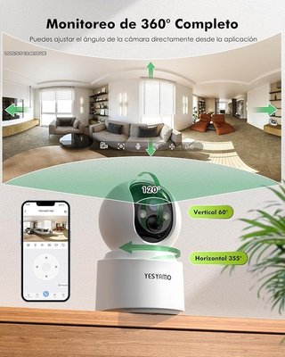 YESYAMO Cámara WiFi 2.5K 4MP Batería 6000mAh