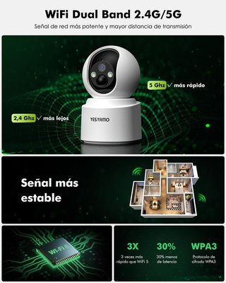 YESYAMO Cámara WiFi 2.5K 4MP Batería 6000mAh