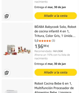Babycook Beaba gris papillas robot de cocina