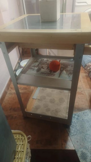 Mesa Auxiliar Cocina Cristal y Madera. En Gavà