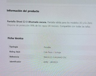 Pantalla Shoei CJ-3 ahumada Nueva