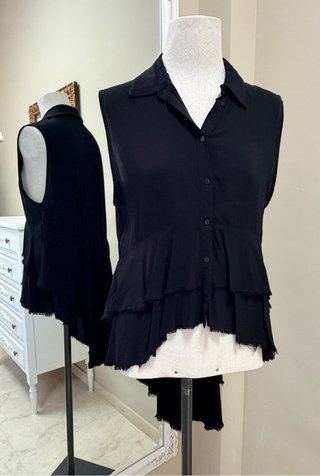 Blusa Zara Negra Asimétrica Premium Denim