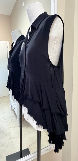Blusa Zara Negra Asimétrica Premium Denim