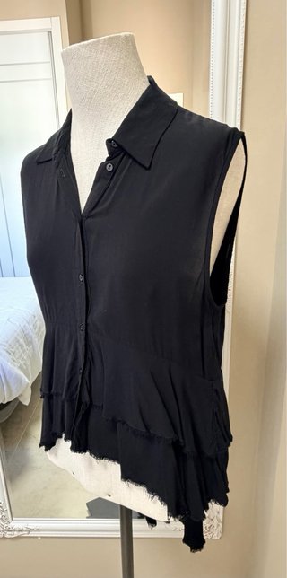 Blusa Zara Negra Asimétrica Premium Denim
