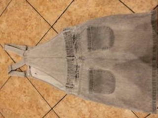 Salopette in denim grigio ragazza taglia 170