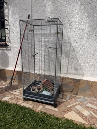 Jaula para pájaros o mascotas y con muchos accesor