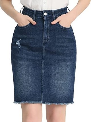 Falda Vaquera Midi Desgastada Talla L
