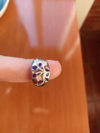 Anillo vintage morado y plateado