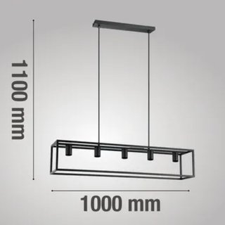 Lámpara Colgante Negra 5 Luces