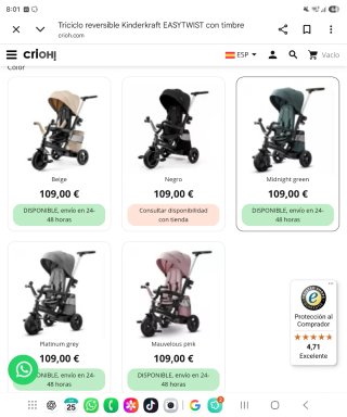 Triciclo Kinderkraft EasyTwist Reclinable