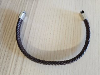Pulsera cuero trenzado y plata JL 19.5 cm
