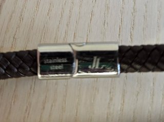 Pulsera cuero trenzado y plata JL 19.5 cm