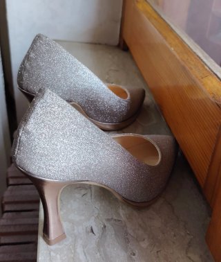 Décolleté glitter rosa cipria