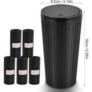 Bote de Basura Compacto para Coche 16 cm Negro