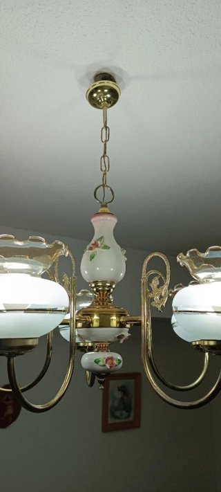 Lámpara de techo cristal y porcelana