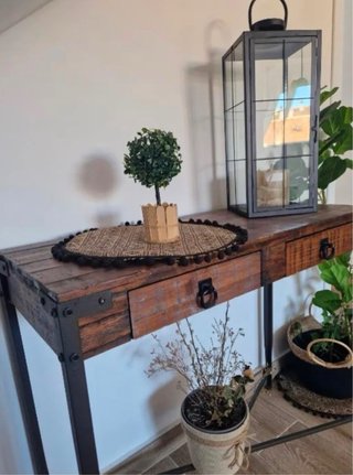 Consola recibidor madera y metal