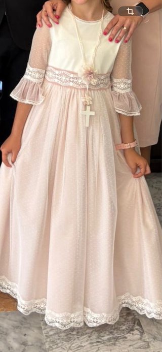 Traje de Comunión Niña Blanco y Rosa Nuevo de 2026