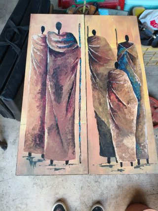 Lote 2 cuadros motivos africanos
