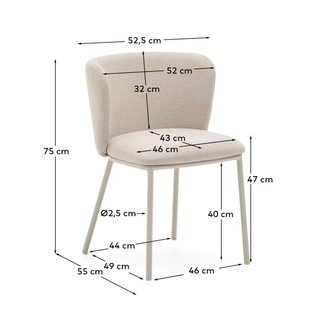 Sedia Ciselia Kave home ciniglia beige e acciaio