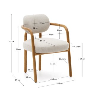 Sedia Melqui beige legno rovere massiccio Kave hom