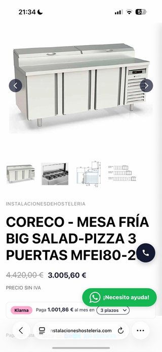 Bajo mostrador pizzero 200x80x85 cm