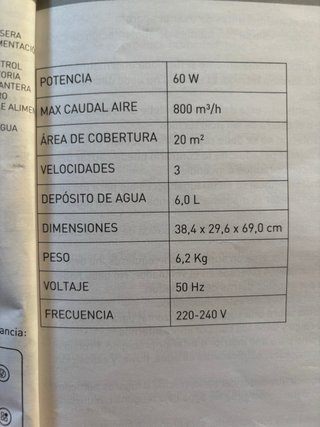 Ventilador Enfriador Evaporativo Blanco