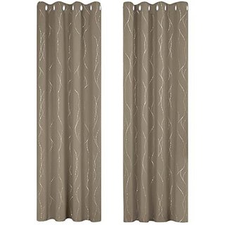 Cortinas Deconovo Opacas Marrón y Dorado