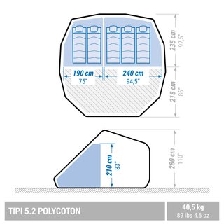 Tienda de campaña tipi 5 personas polialgodón Quechua Tepee