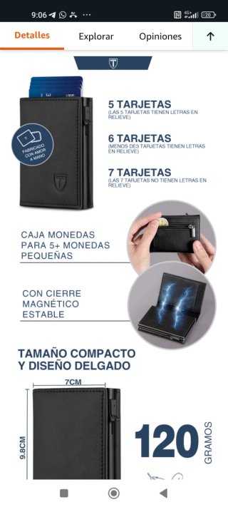 Cartera TEEHON Cuero Negra Tarjetero Bloqueo
