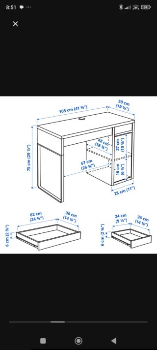 Escritorio IKEA MICKE Blanco 105x50 cm