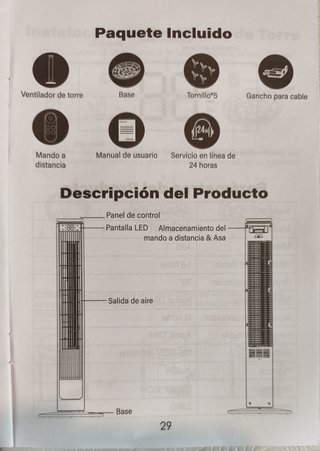 Ventilador torre 91cm con mando y temporizador