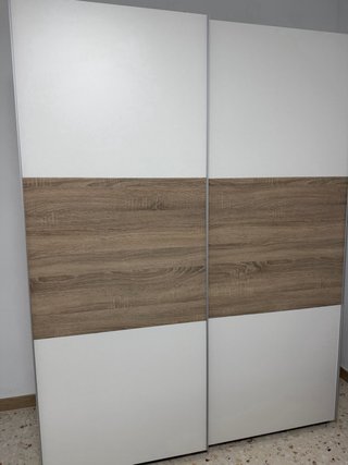 Armario moderno 2 puertas blanco y madera