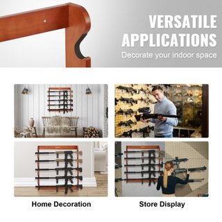 Soporte para Armas, Soporte de Madera para Montaje en Pared, Soporte de Exhibición para Armas que sostiene 5 Rifles, Escopetas, Soporte de Exhibición de Pared de 132 lb de Alta Resistencia con Aco...