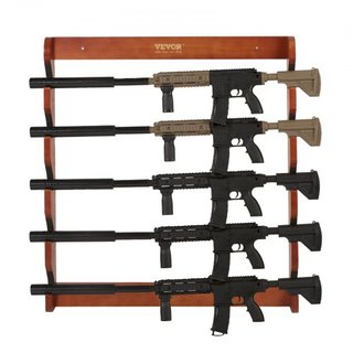 Soporte para Armas, Soporte de Madera para Montaje en Pared, Soporte de Exhibición para Armas que sostiene 5 Rifles, Escopetas, Soporte de Exhibición de Pared de 132 lb de Alta Resistencia con Aco...