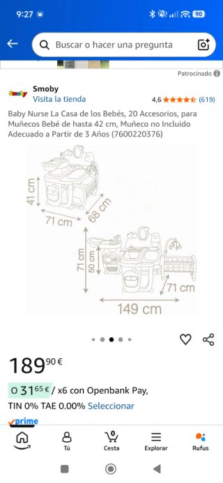Cuna de juguete Baby Nurse Smoby para nenucos