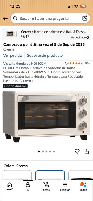 Horno de sobremesa eléctrico