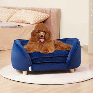 Sofá para Mascotas, Sofá para Perros de Tamaño Mediano y Gatos, Cama Sofá de Perro de Terciopelo Suave, Sofá para Gatos con Carga de 81 lbs, Azul Oscuro