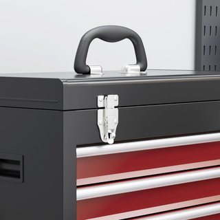 Carro Porta Herramientas Con 5 Cajones Y Ruedas, Caja De Herramientas Extraíble, Armario Con Llave De Acero, Rojo