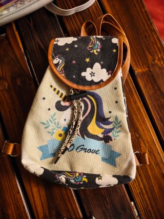 Lote mochilas niña beige y plateada