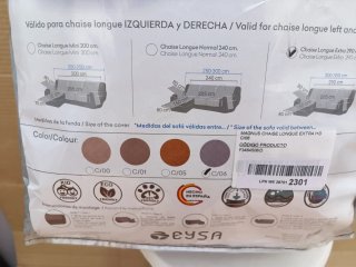 Funda Chaise Longue Gris/Blanco