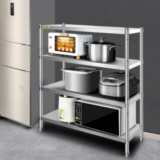 Estantería de Acero Inoxidable, 118.9 x 47 cm Unidad de Almacenamiento de Estante Ajustable de 4 Niveles, Estantería de Acero Inoxidable de Alta Resistencia para Cocina, Oficina Comercial, Almacen...