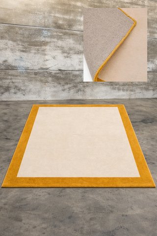 Alfombra Nalim 100% de algodón beige - y mostaza 90 x 150 cm
