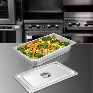 4 Pack Steam Table Pans 20.9 x 12.8 x 3.9 Inch Deep Steam Table Pan Full Size 13L Deep Food Container Stainless Steel Oven Tray Hotel Pans Anti-Jam Steam Table Food Pan