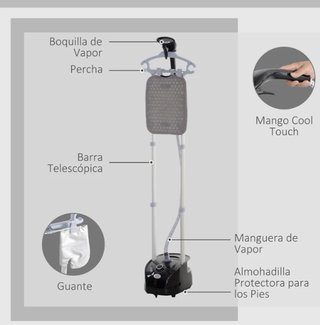 Plancha Vapor Vertical 1950W 2L Negra