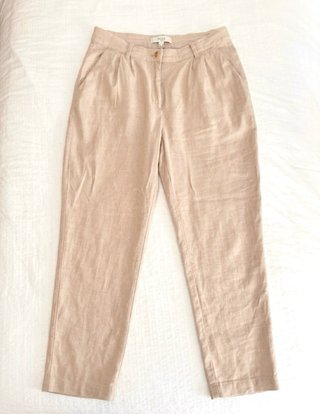 Pantaloni in lino beige