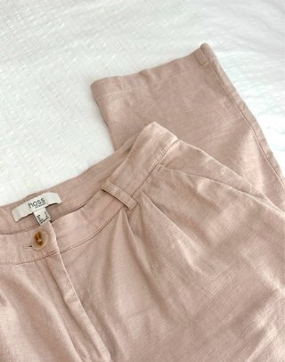 Pantaloni in lino beige