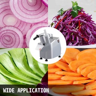 JKC-300 Cortadora de Verduras Eléctrica con 6 Discos de Corte, procesador de alimentos 550W procesador de verduras Acero Inoxidable + Aleación de Aluminio Fundido