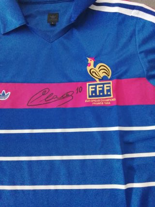 Maglia Francia 1984 autografata Platini