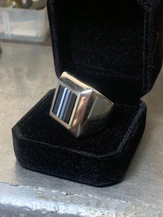 Anillo "Veined" plata 925 y Ónix veteado
